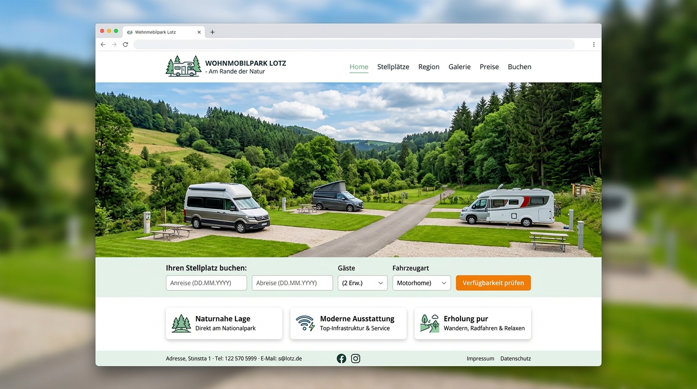 Mockup der Website Wohnmobilpark Lotz